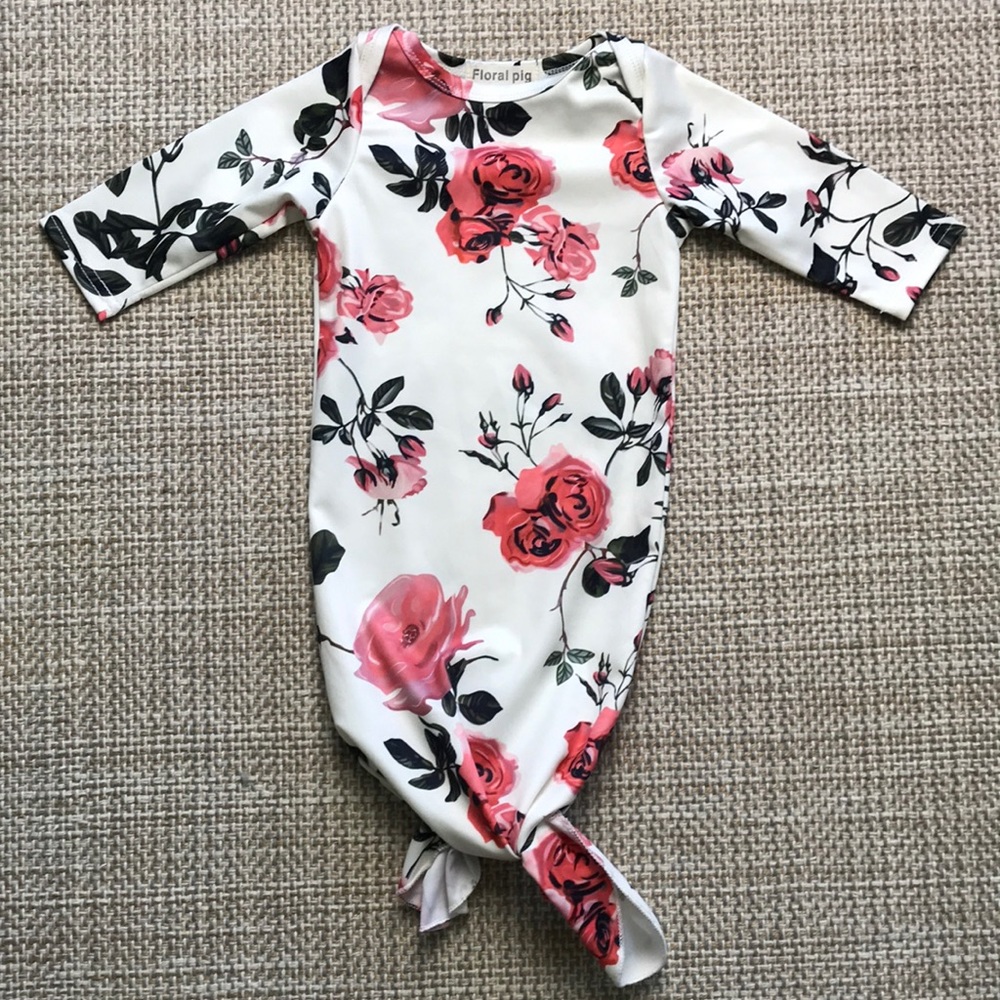 Floral Pig Floral Sleeper Gown (size 0-6m)